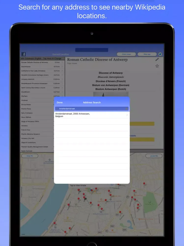 Ảnh chụp màn hình của Antwerp Wiki Guide iPad 