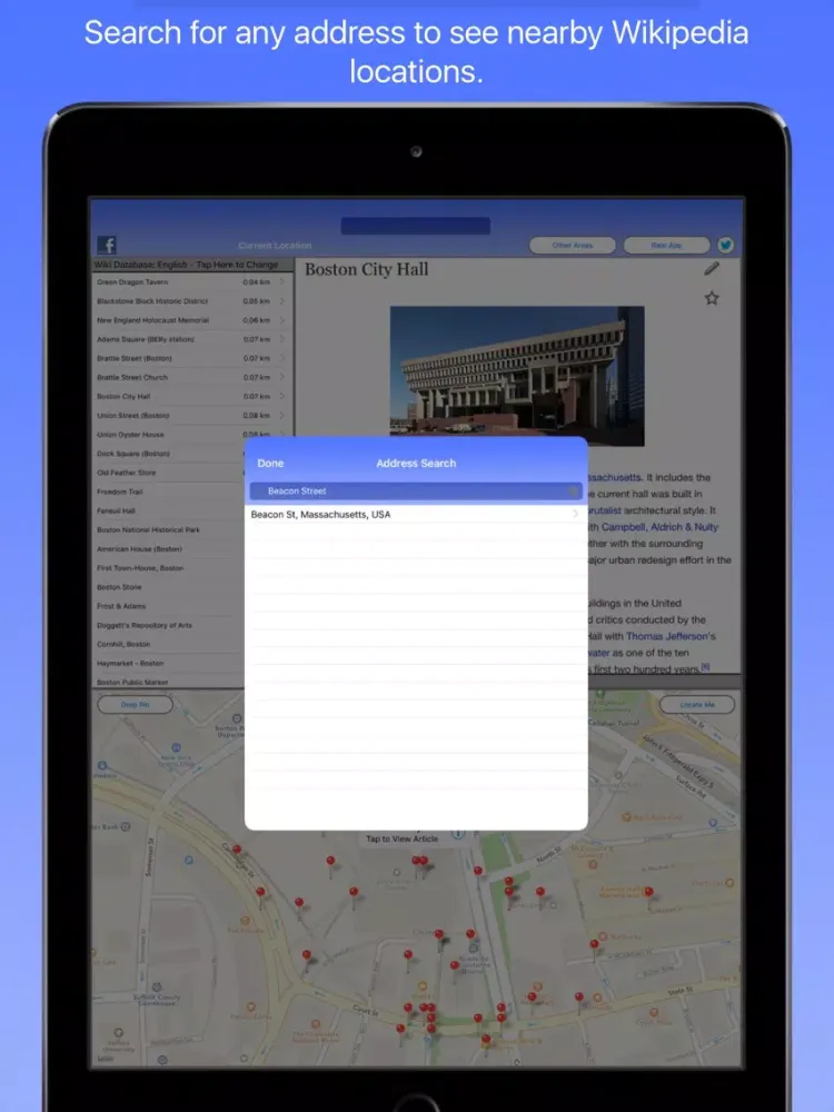 ภาพหน้าจอของ Boston Wiki Guide iPad 