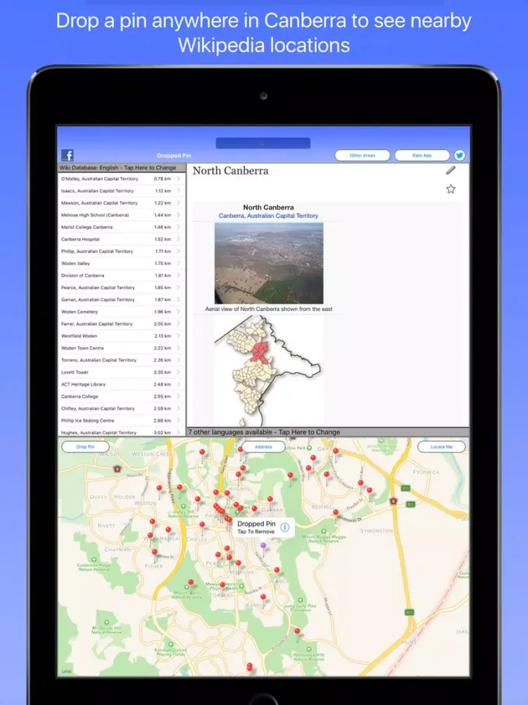 Tangkapan skrin Canberra Wiki Guide iPad 