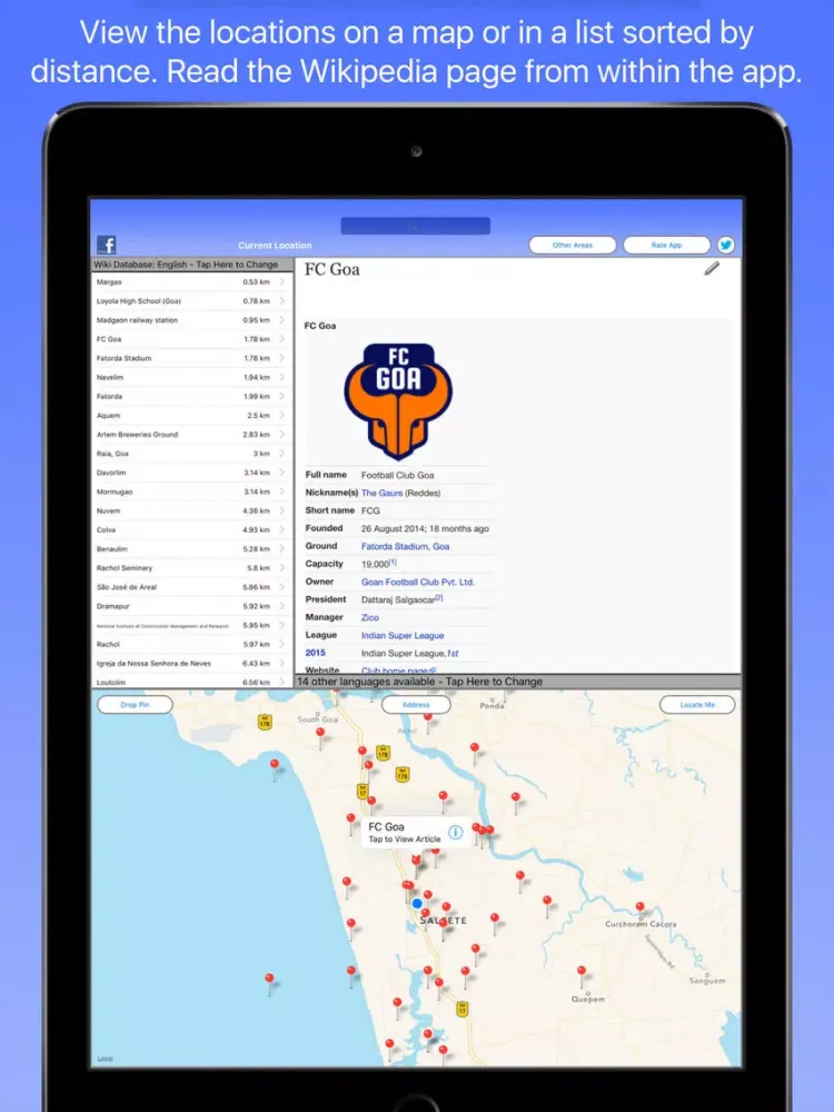 Capturas de tela do Goa Wiki Guide iPad 