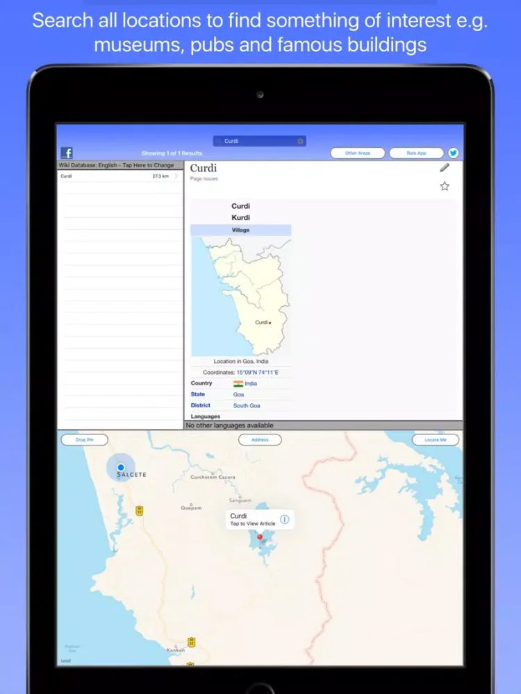 Capturas de tela do Goa Wiki Guide iPad 