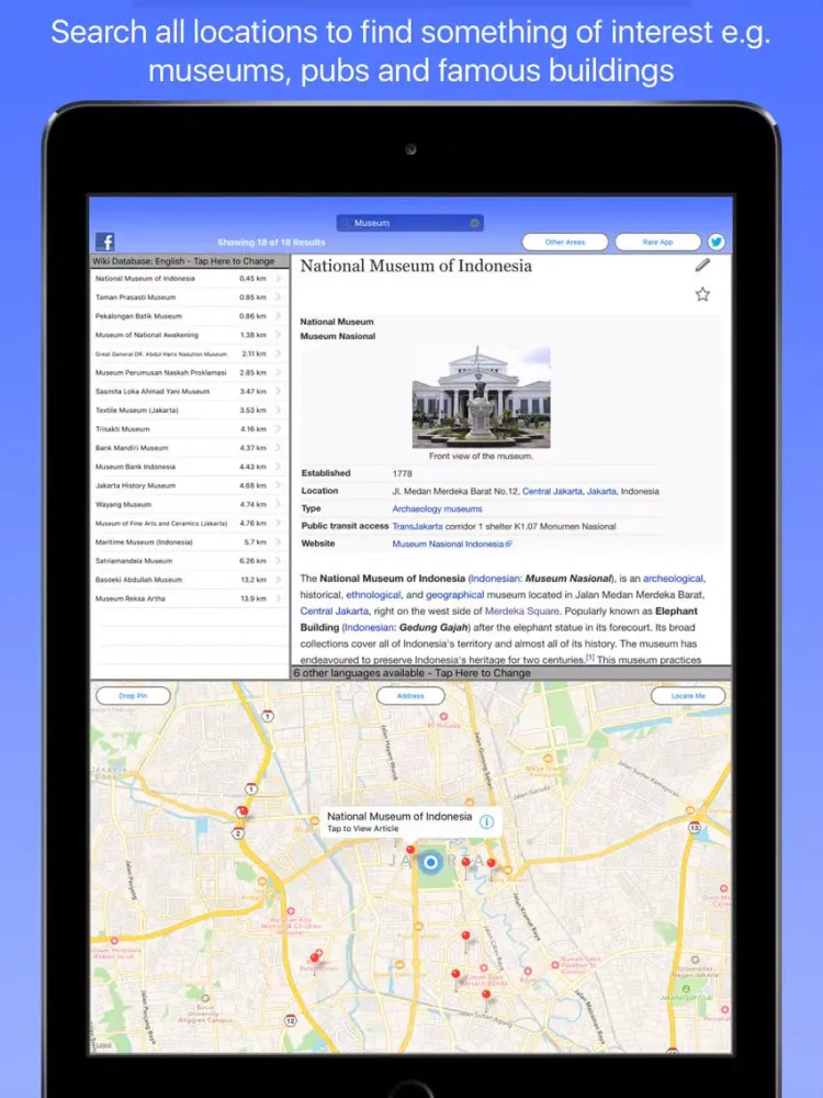 Captures d'écran de Jakarta Wiki Guide iPad 