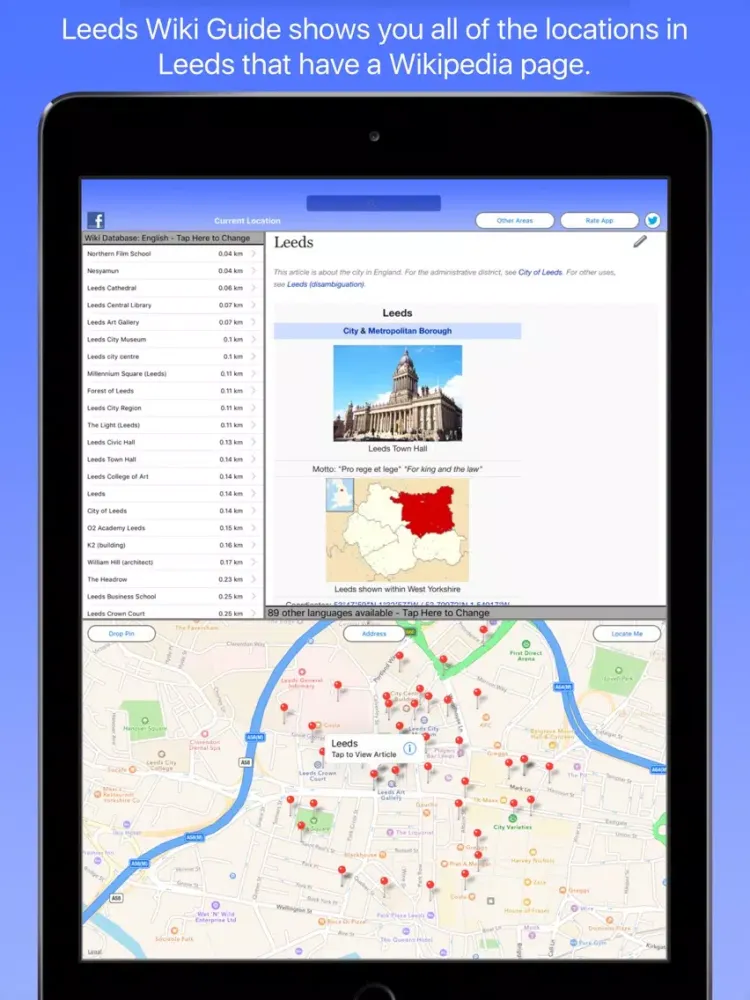 Capturas de pantalla de Leeds Wiki Guide iPad 