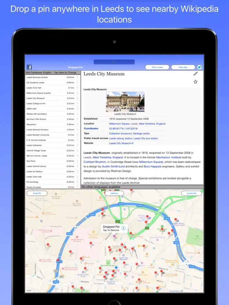 Capturas de pantalla de Leeds Wiki Guide iPad 