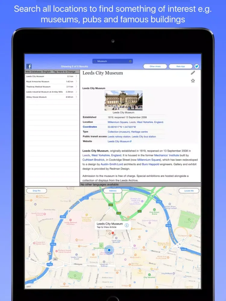 Capturas de pantalla de Leeds Wiki Guide iPad 
