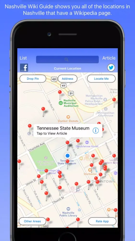 Capturas de tela do Nashville Wiki Guide