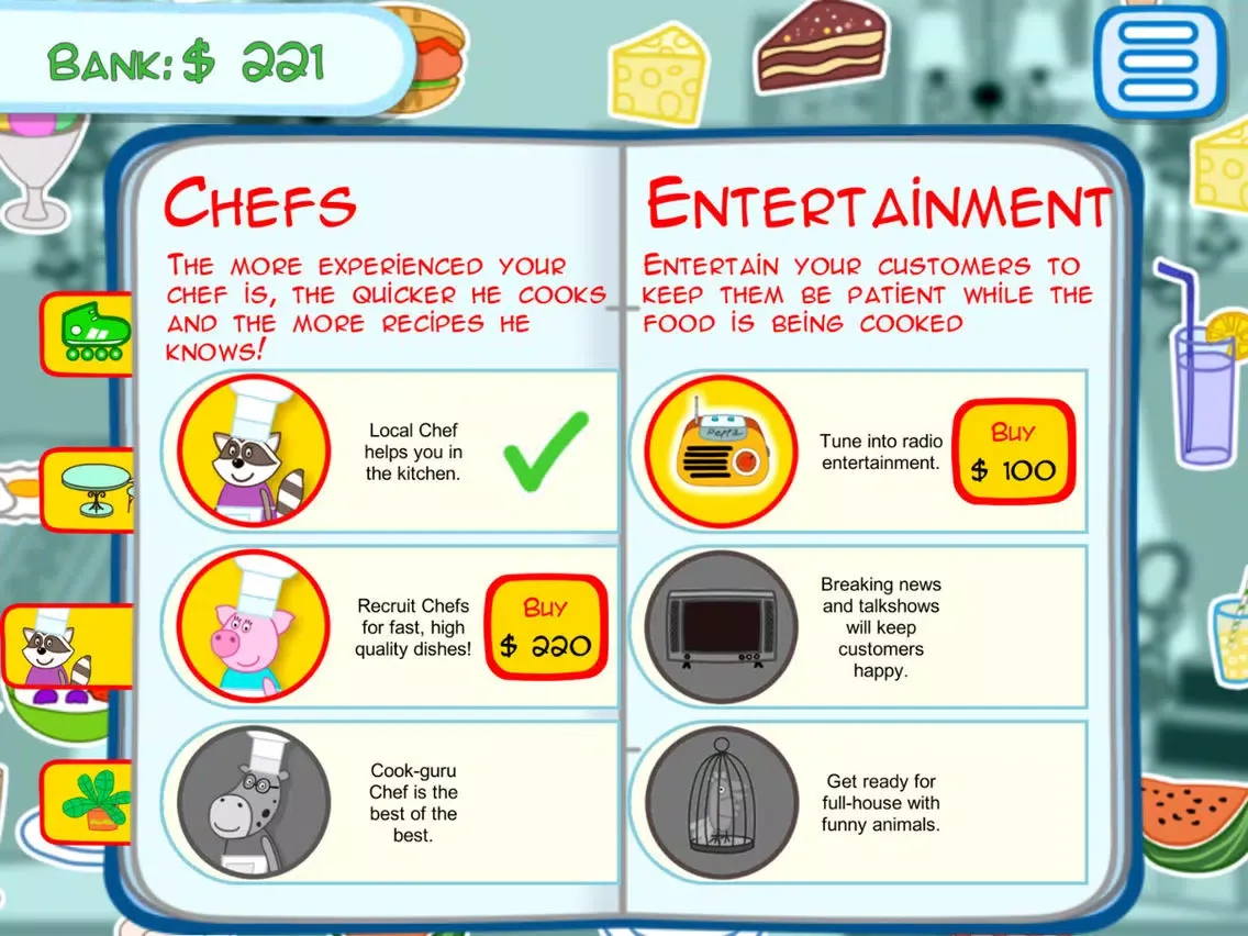 Tangkapan layar Cafe manager - Funny kitchen iPad 