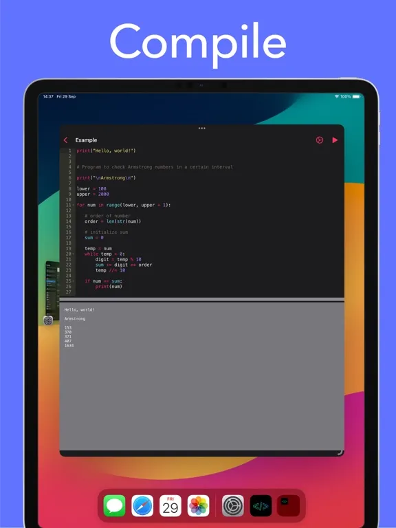 Python3ide iPad  Screenshots