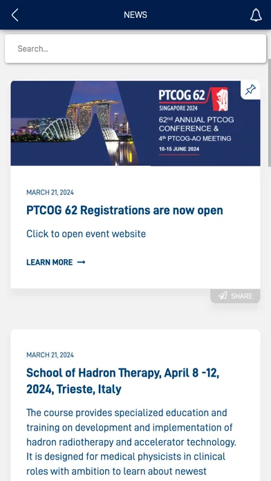 PTCOG Society App Ekran Görüntüleri