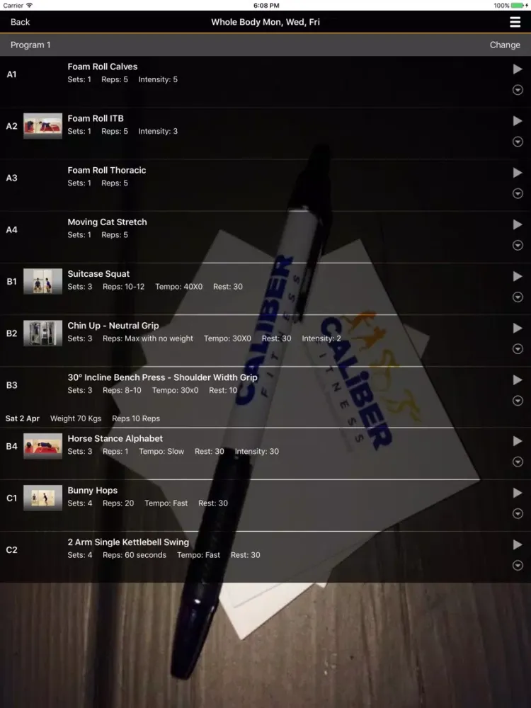 Caliber Fitness iPad  স্ক্রিনশট