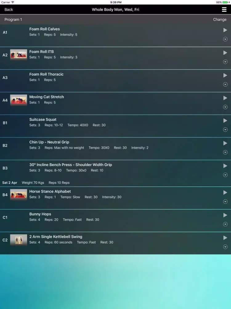 Capturas de tela do Oliver Kelly Fitness iPad 