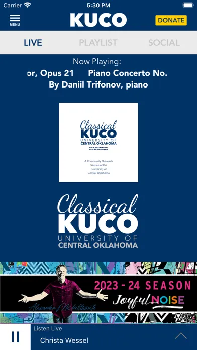 Tangkapan layar KUCO Classical Radio App