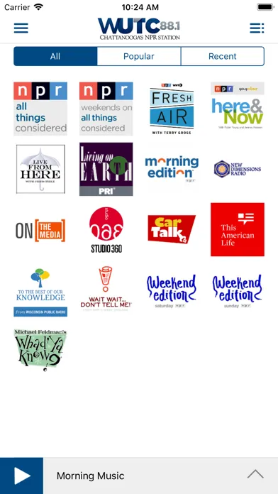 Captures d'écran de WUTC Public Radio App