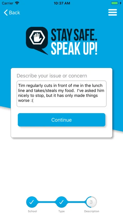 Ảnh chụp màn hình của Stay Safe. Speak Up!