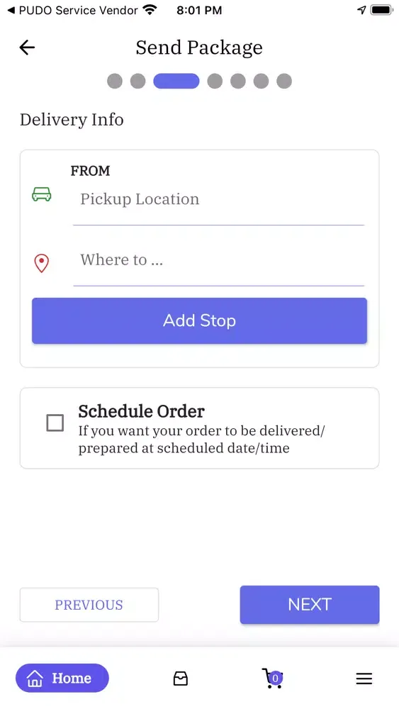 Captures d'écran de PUDO Service Customer