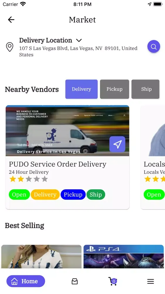 Captures d'écran de PUDO Service Customer