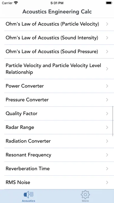 Acoustics Engineering Calc. Screenshots