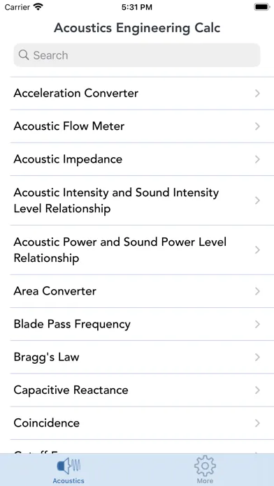Acoustics Engineering Calc. Screenshots