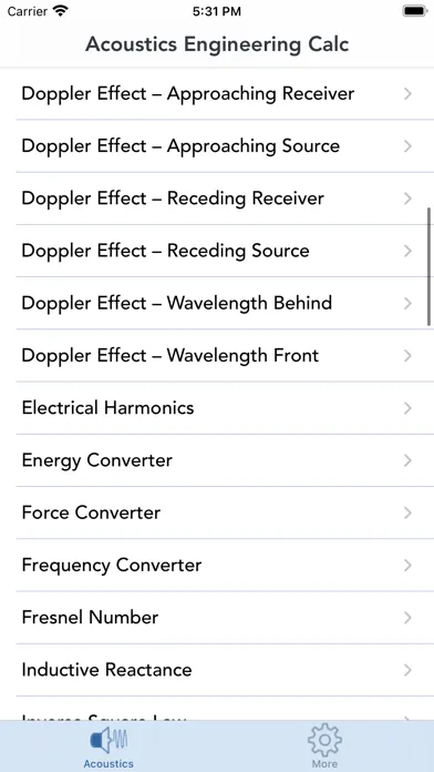 Acoustics Engineering Calc. Screenshots