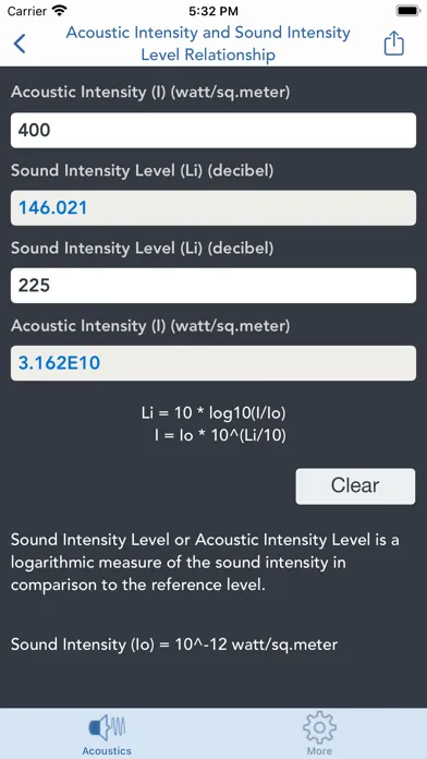 Acoustics Engineering Calc. Screenshots