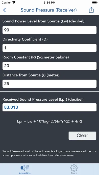 Acoustics Engineering Calc. Screenshots