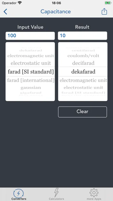 Capturas de tela do Electrical Converter