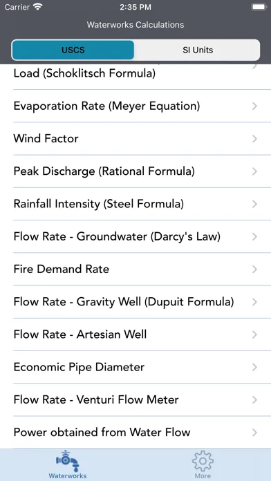 Zrzuty ekranu Waterworks Calculations