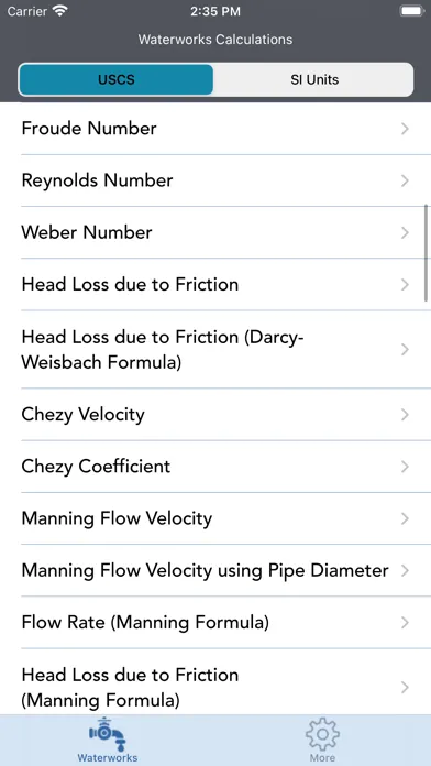 Zrzuty ekranu Waterworks Calculations