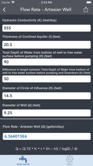 Zrzuty ekranu Waterworks Calculations
