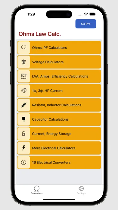 Captures d'écran de Ohms Law Calc.
