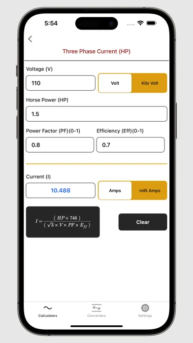 Captures d'écran de Ohms Law Calc.