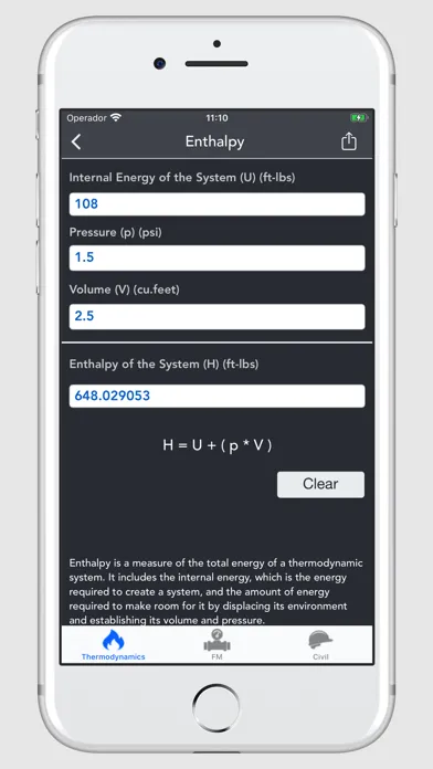 Thermodynamics Calculator Screenshots