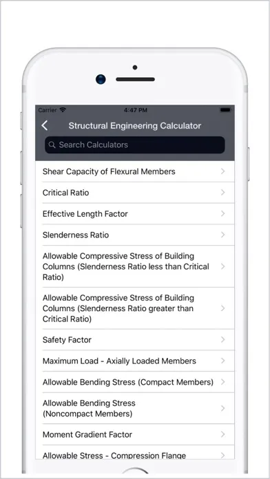 Tangkapan skrin Civil Engineering Calculators