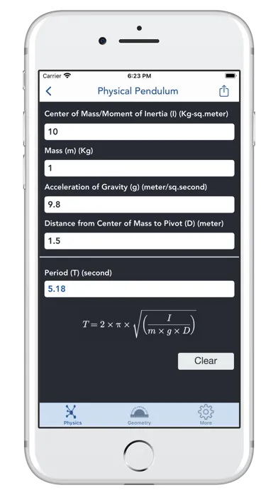 Zrzuty ekranu My Physics Calculator lite