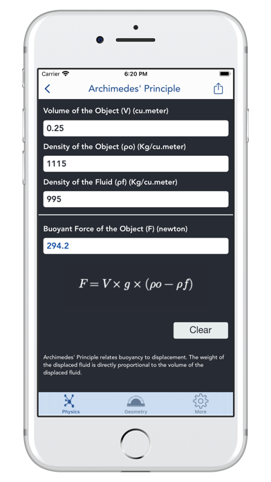 Screenshot di My Physics Calculator lite