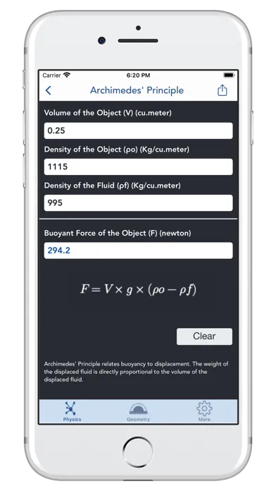 Zrzuty ekranu My Physics Calculator lite