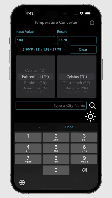 ภาพหน้าจอของ Digital Temperature Converter