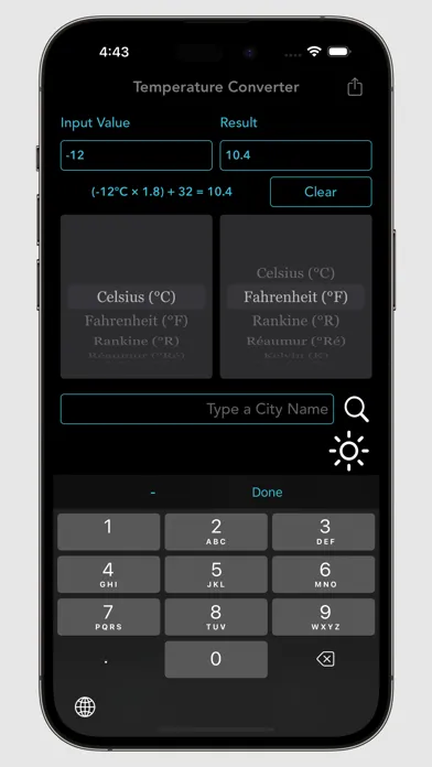 ภาพหน้าจอของ Digital Temperature Converter