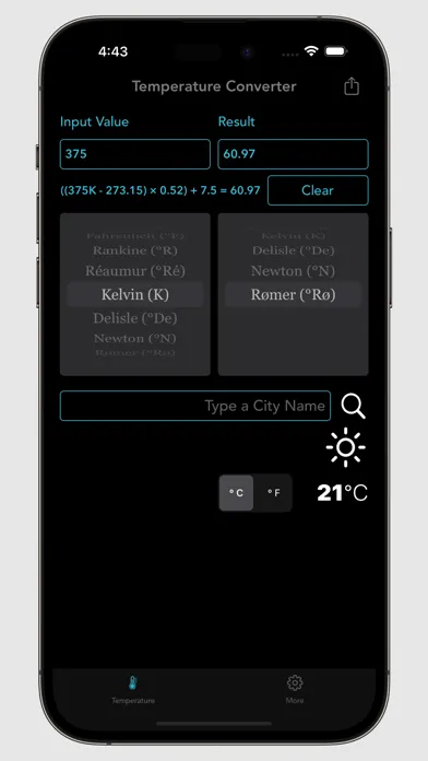 ภาพหน้าจอของ Digital Temperature Converter