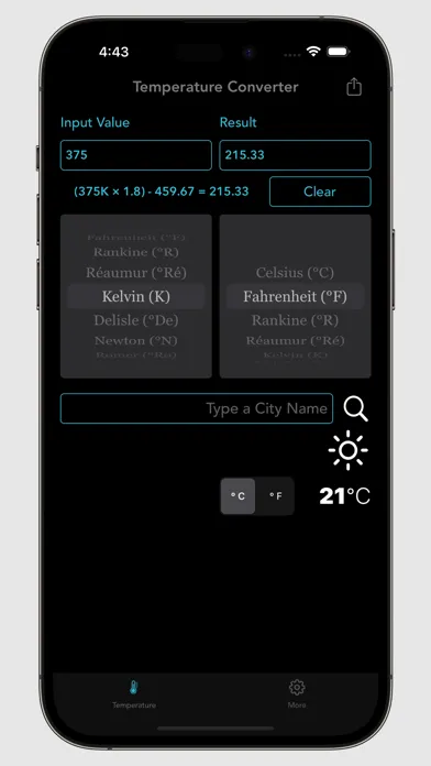 ภาพหน้าจอของ Digital Temperature Converter