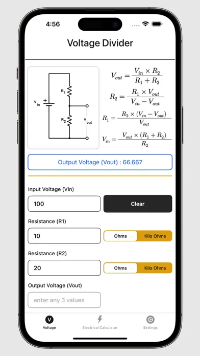 Voltage Divider Calculator Screenshots