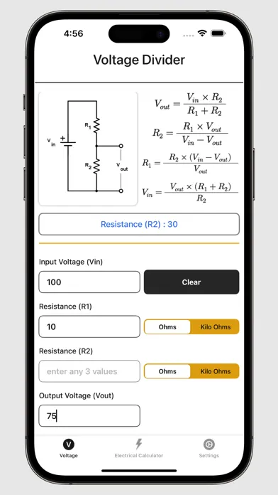 Voltage Divider Calculator Screenshots