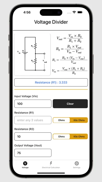 Voltage Divider Calculator Screenshots