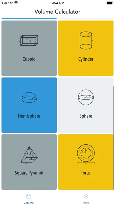 Volume Calculator. Screenshots