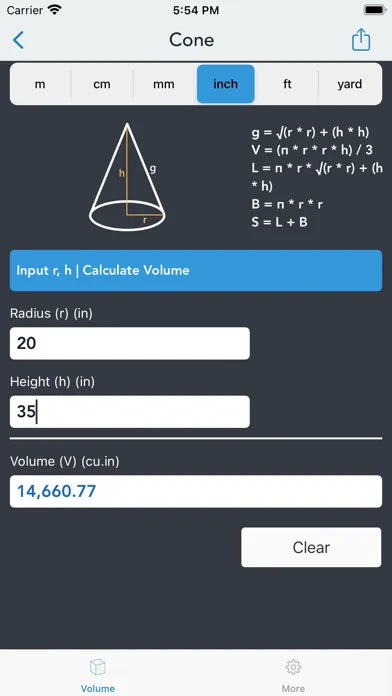 Volume Calculator. Screenshots