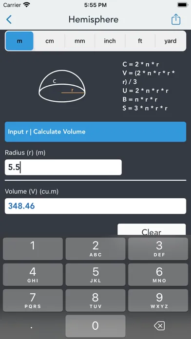 Volume Calculator. Screenshots