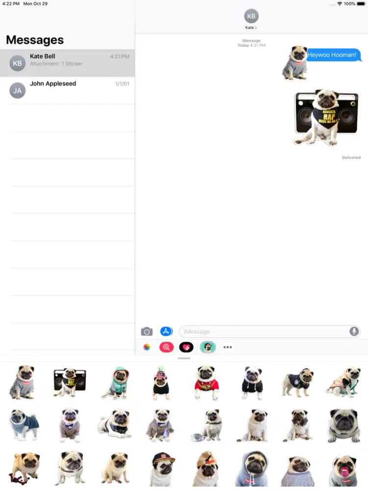 Puggy Smalls Stickers iPad  Screenshots