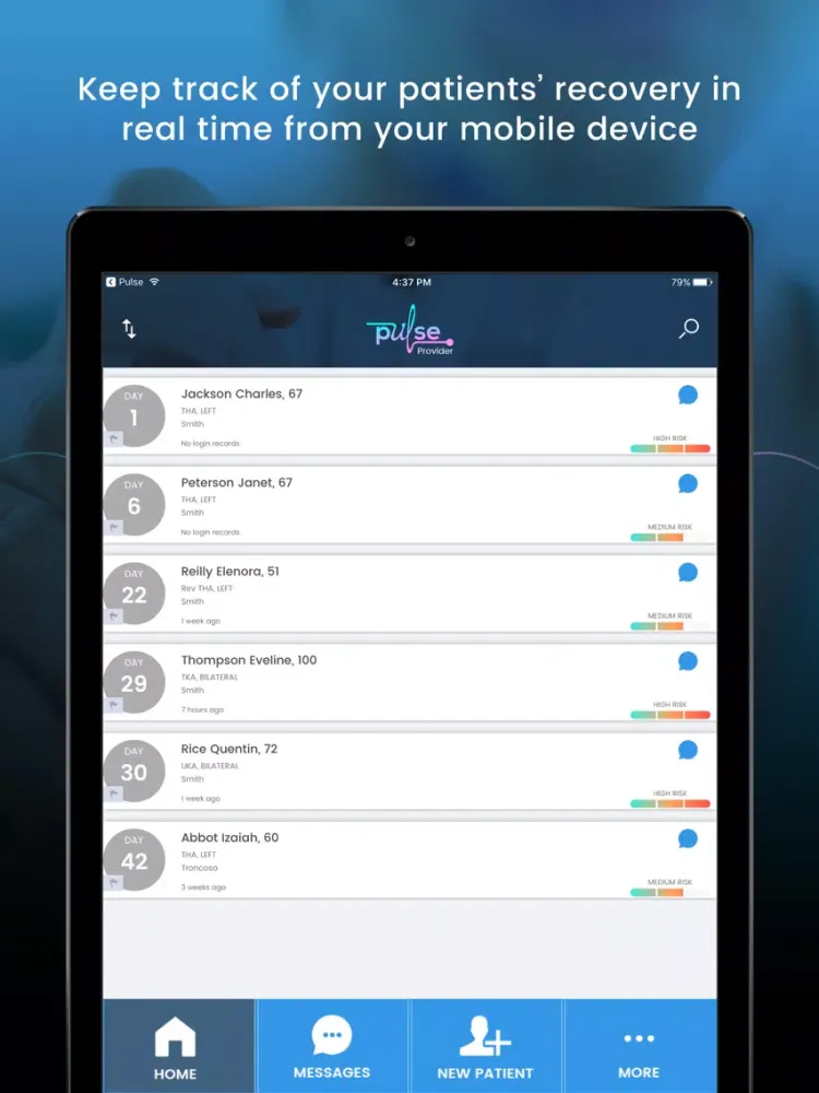 Capturas de tela do Pulse Provider iPad 