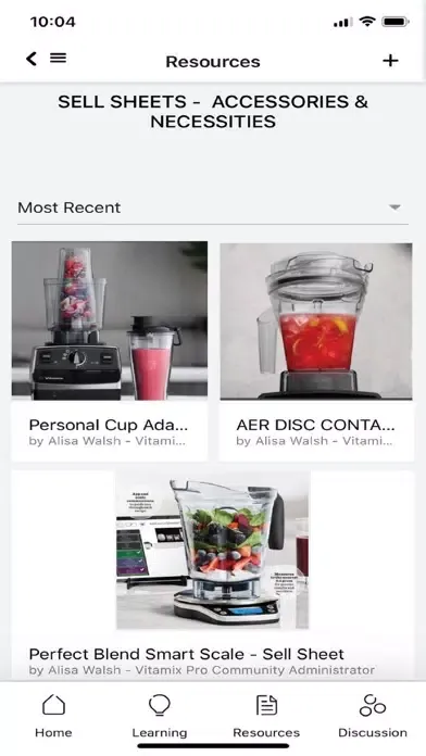 Capturas de tela do Vitamix Pro Community