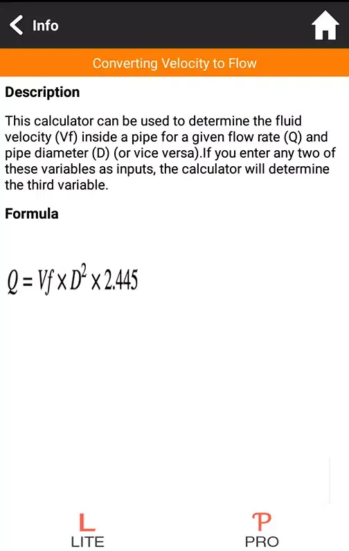 Tangkapan skrin Pump Calcs